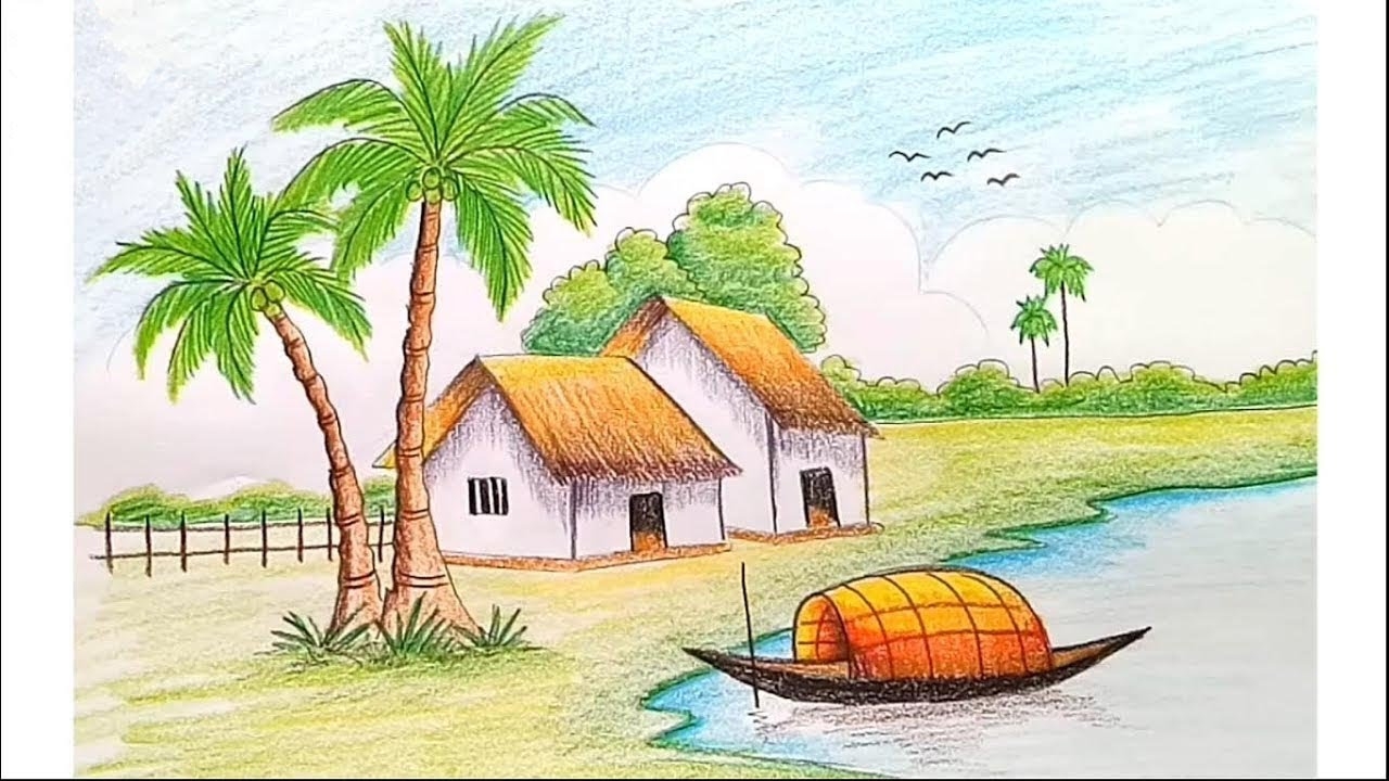 How To Draw A Landscape Step By Step YouTube