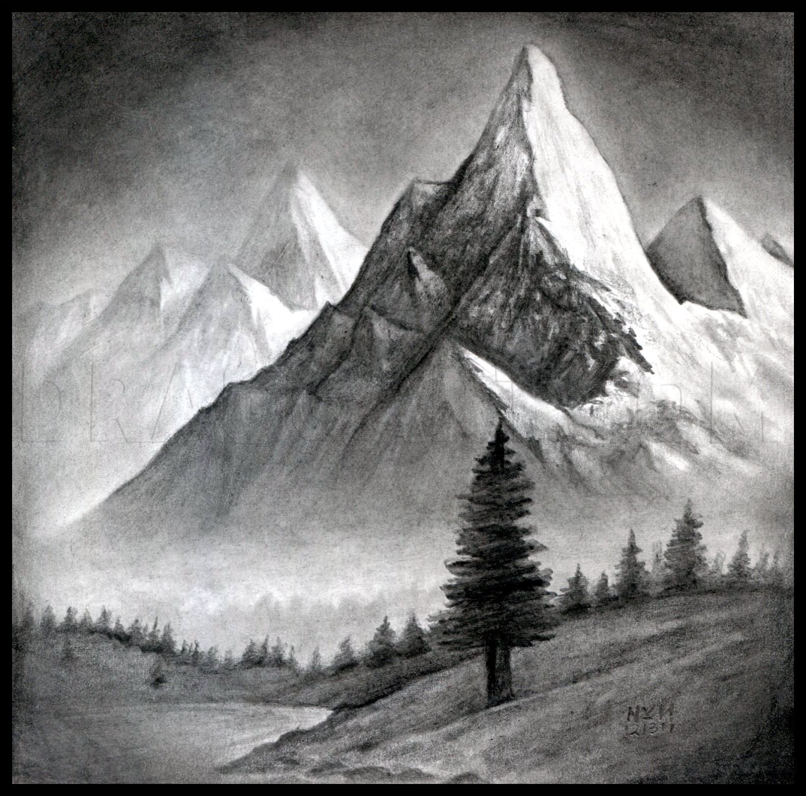 pencil drawings of landscapes