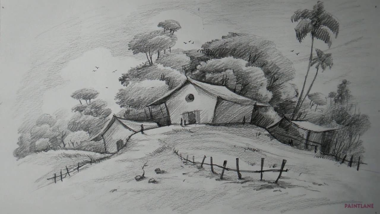 How To Draw Easy And Simple Landscape For Beginners With PENCIL YouTube