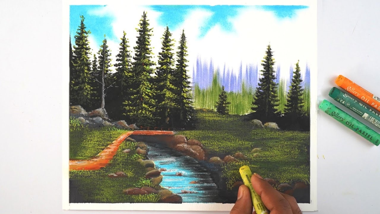 How To Draw Realistic Landscape Only Using Oil Pastel Easily Step By Step Tutorial YouTube