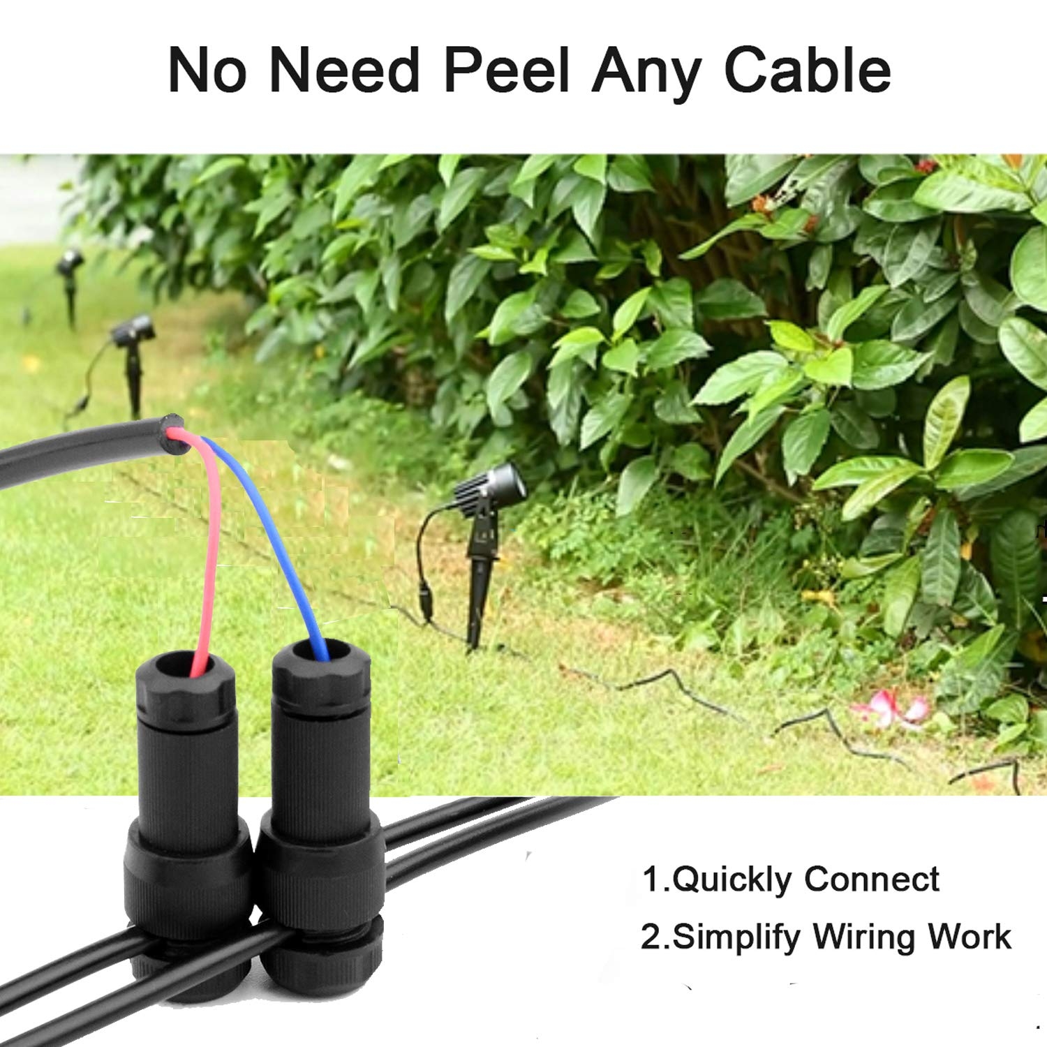 ICreating 24 Pack Low Voltage Wire Connector Landscape Lighting Connectors Waterproof For 12 2 14 2 Gauge Cable Landscape Wire Connector For Path Lights Spotlights In Ground Lights Amazon