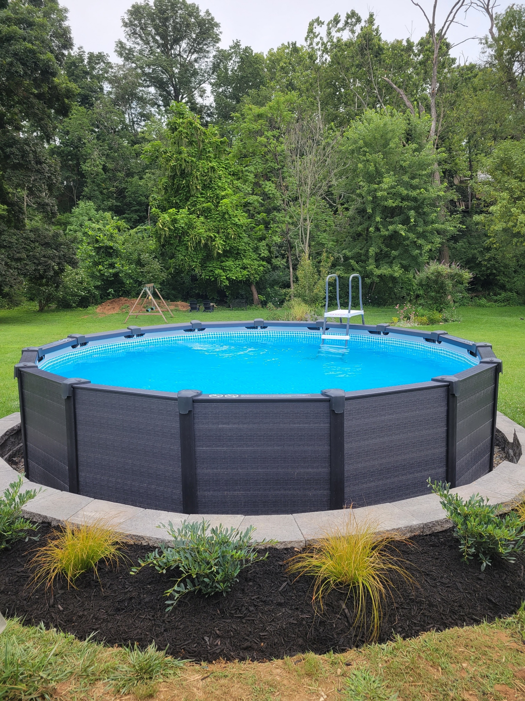 Intex Above Ground Pool Landscaping Makeover Pool Landscaping With Retaining Wall Peony Street