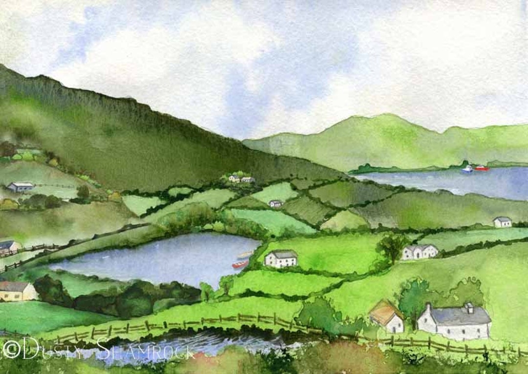 Ireland Landscape Hills Of Ireland Fine Art Print Irish Rolling Hills Countryside Cottage Etsy