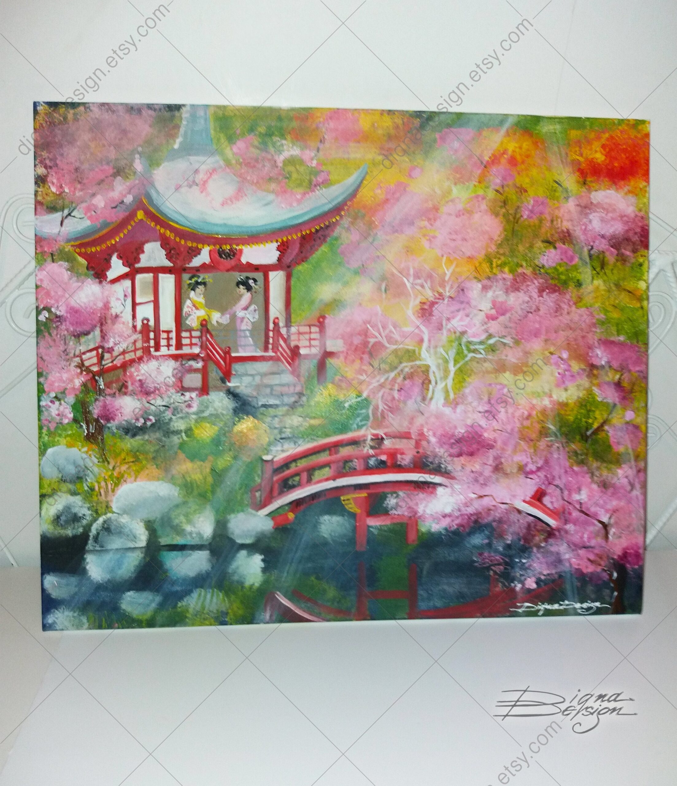 Japanese Painting Japanese Landscape Original Painting Japanese Art Landscape Painting Etsy
