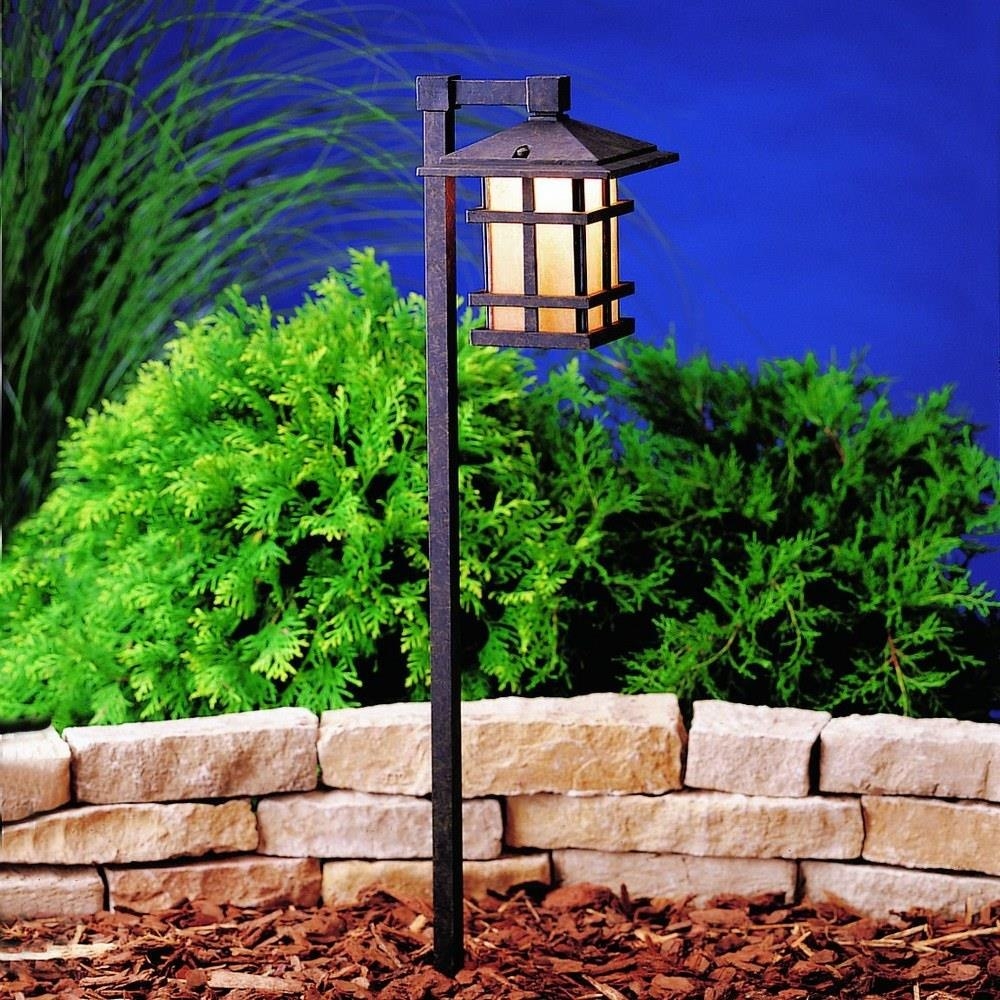 Kichler Lighting 15232AGZ Cross Creek Line Voltage Path And Spread Light With Arts And Crafts Mission Inspirations 27 Inches Tall By 6 Inches Wide