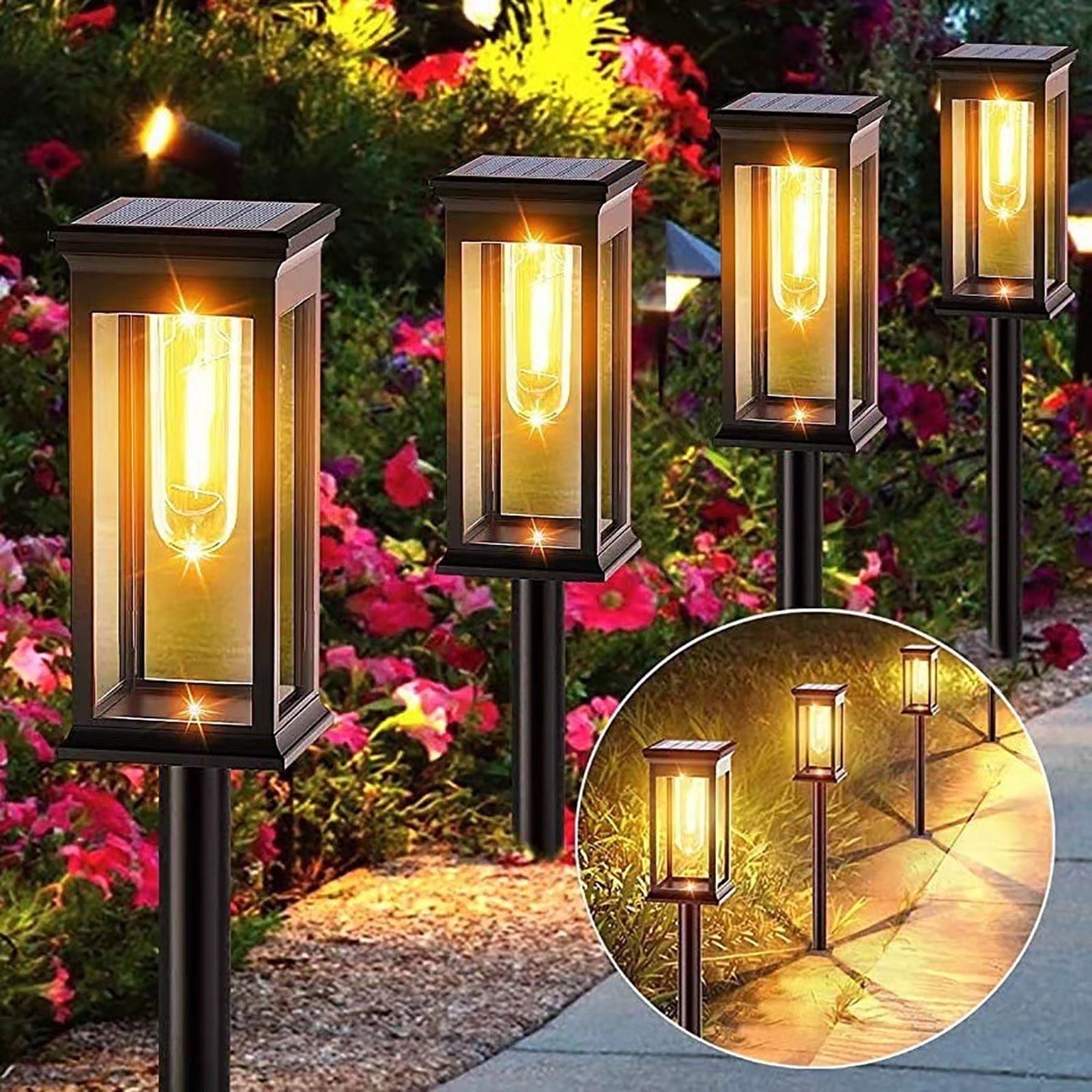 Kidsjoy 6 Pack Solar Pathway Lights Outdoor IP65 Waterproof Auto On Off Warm White Solar Garden Lights For Yard Walkway Driveway Solar Powered Landscape Lighting Walmart Business Supplies