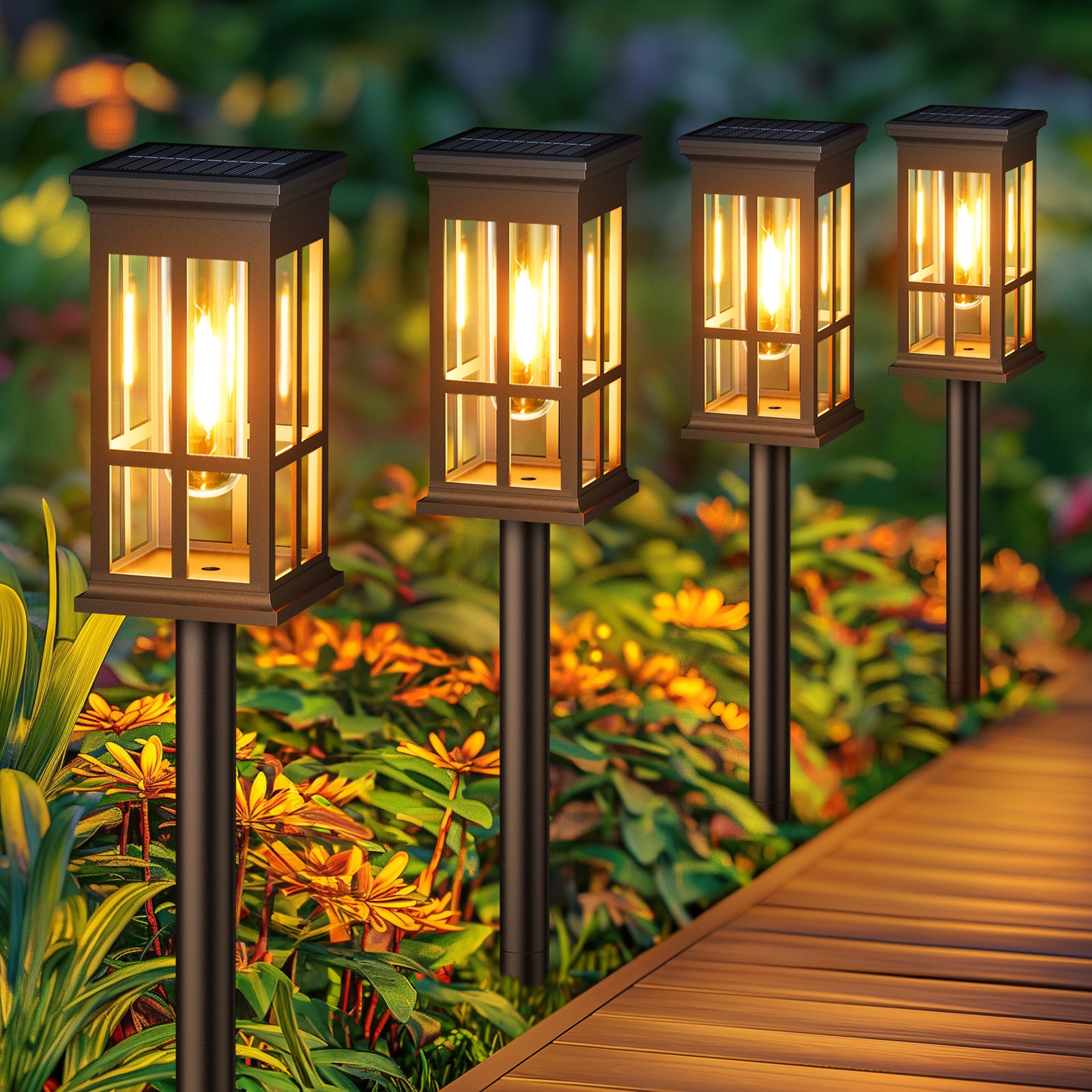 KOOPER Solar Pathway Lights Outdoor 4 Pack Upgraded Solar Garden Lights Outdoor Waterproof Bright Solar Outdoor Landscape Path Lights Auto On off Outdoor Solar Lights For Yard Driveway Lawn Walkway Reviews 