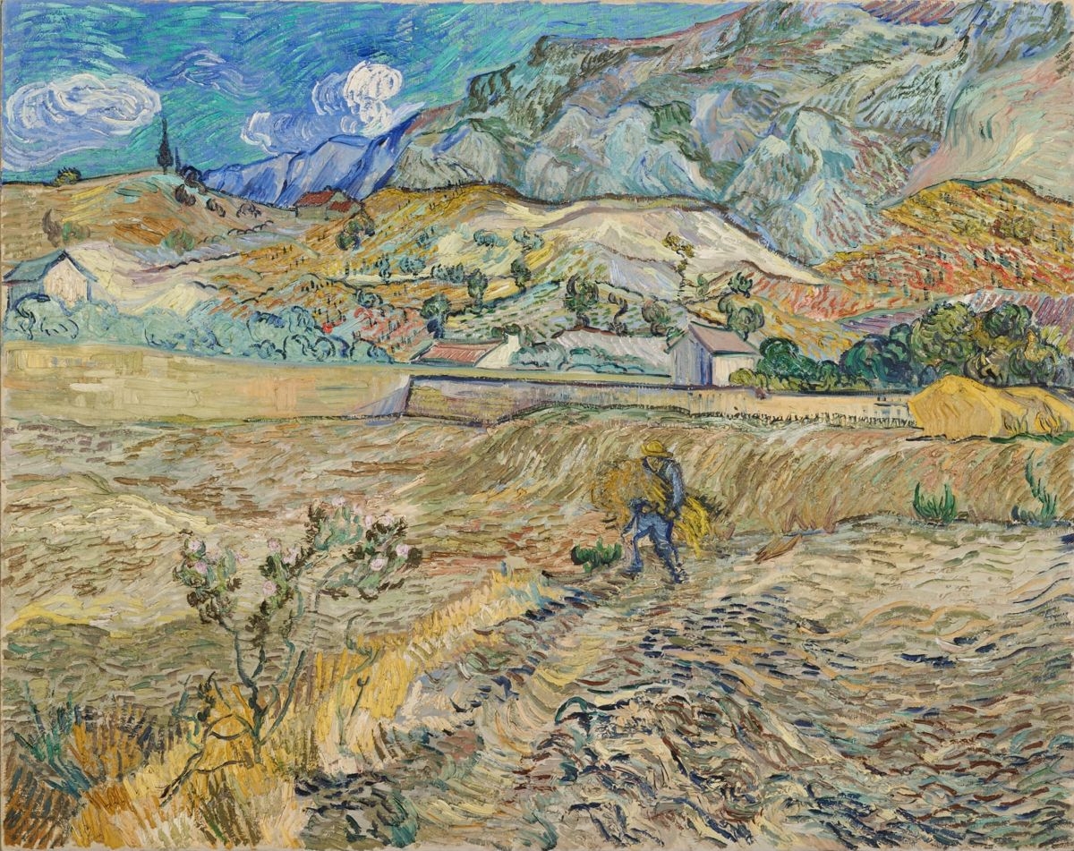 Landscape At Saint R my Enclosed Field With Peasant 