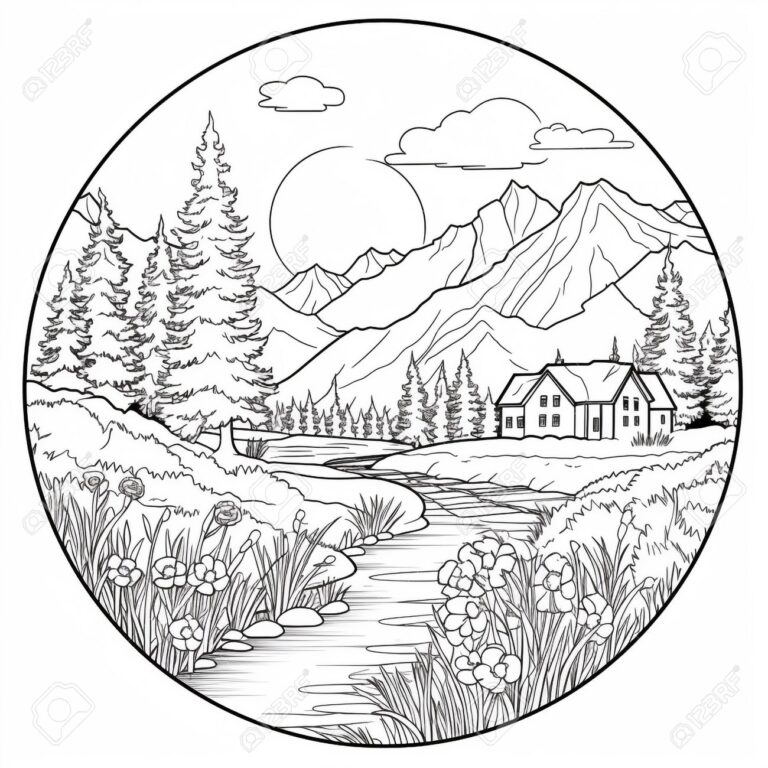 Landscape Coloring Pages Stock Photo Picture And Royalty Free Image Image 210016127