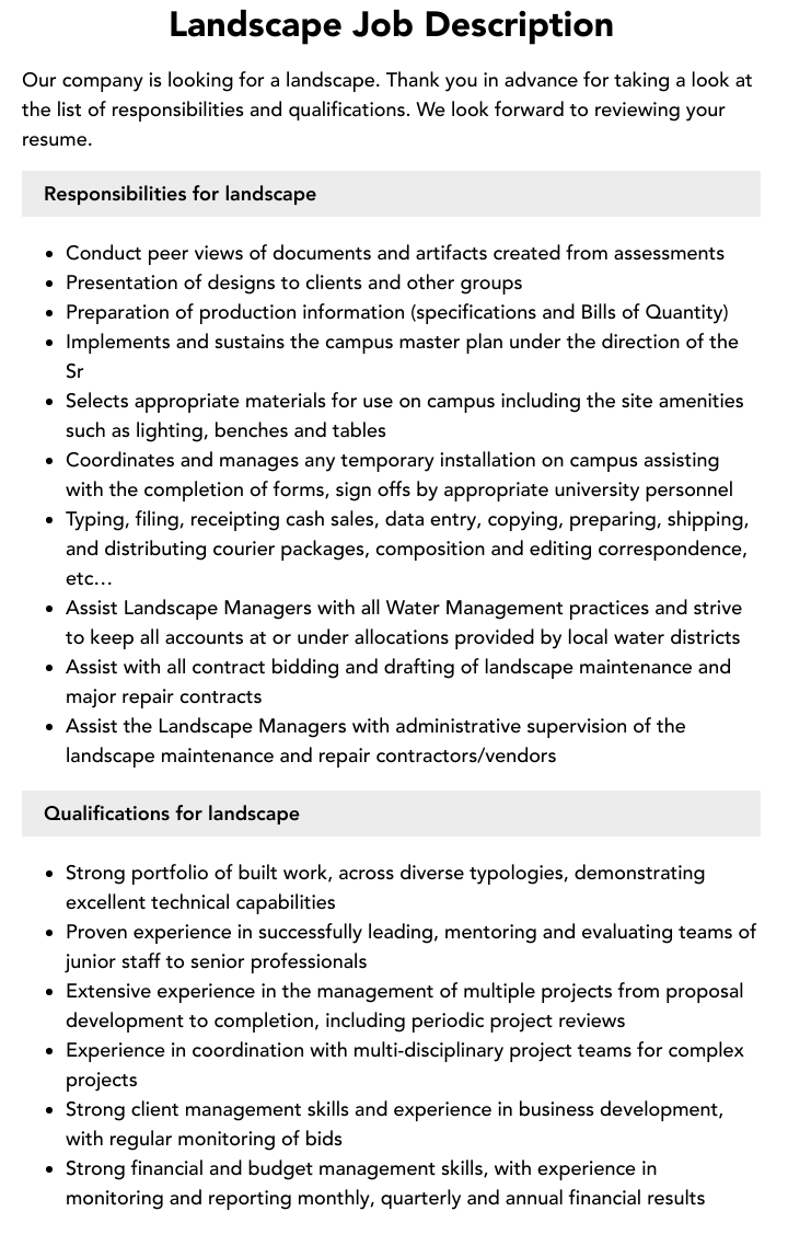 landscaper job description