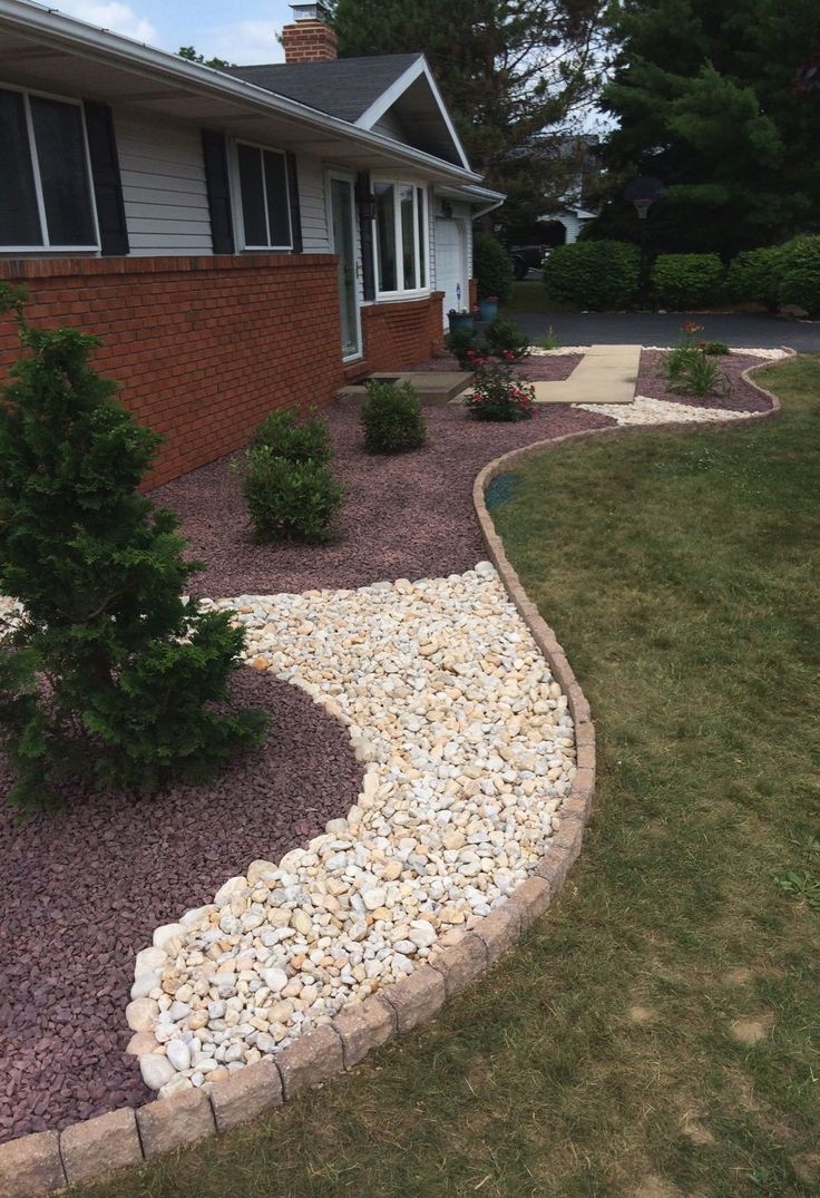 Landscape Refurbish With Two Colors Of Decorative Stone And EP Henry Edgestone Border In Harvest Blend Color 
