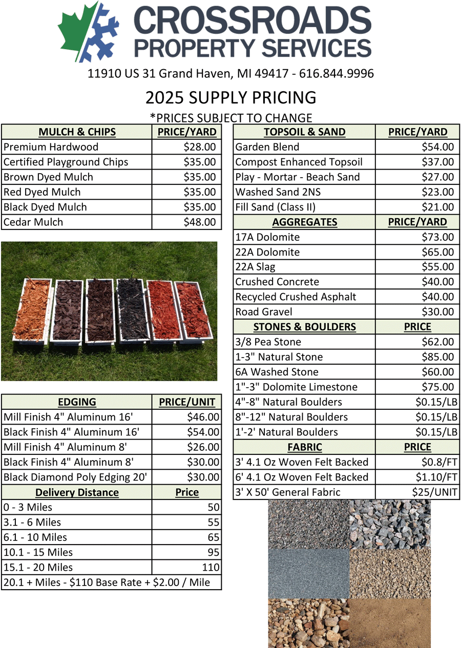 Landscape Supply Price List Crossroads Property Services