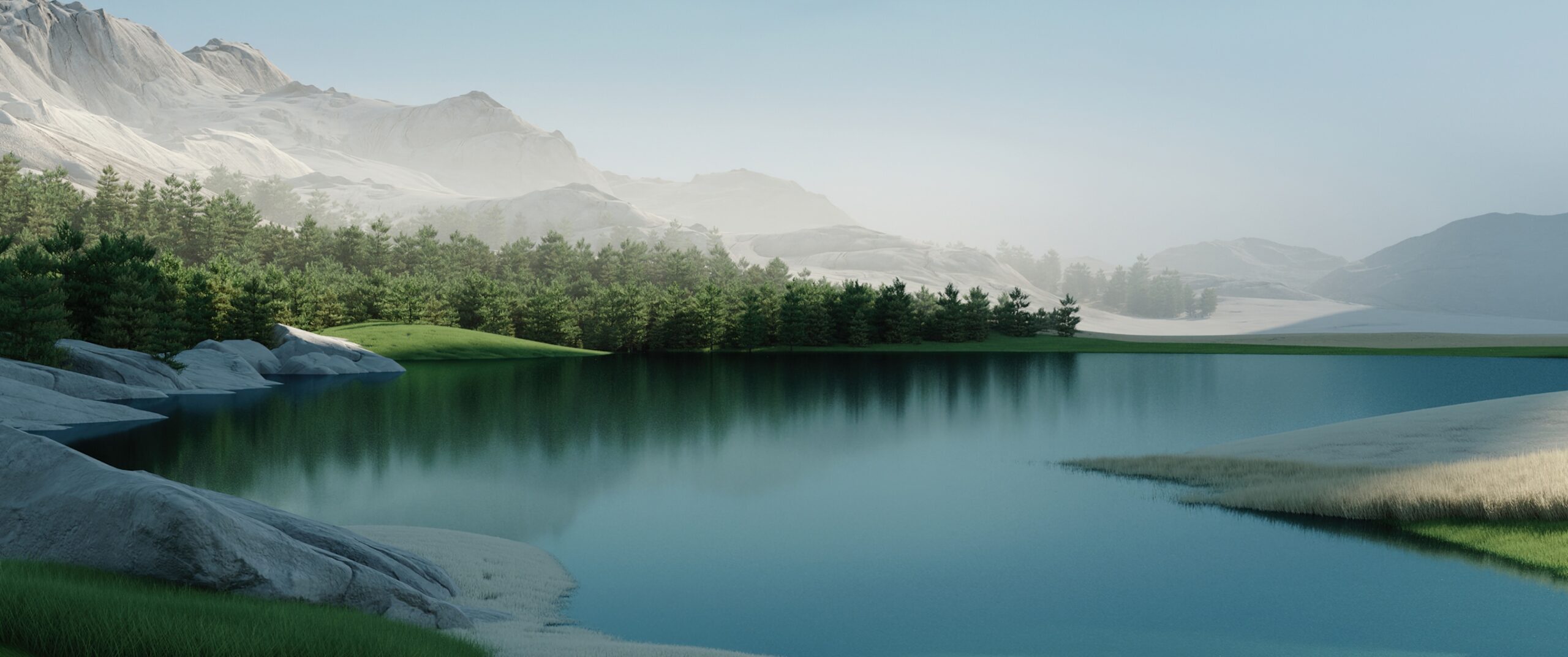 Landscape Wallpaper 4K Windows 11 Lake Forest Daytime