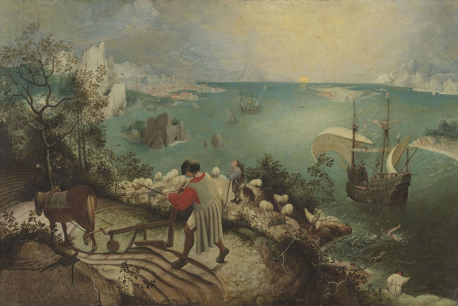 Landscape With The Fall Of Icarus Painting Attributed To Pieter Bruegel The Elder Britannica