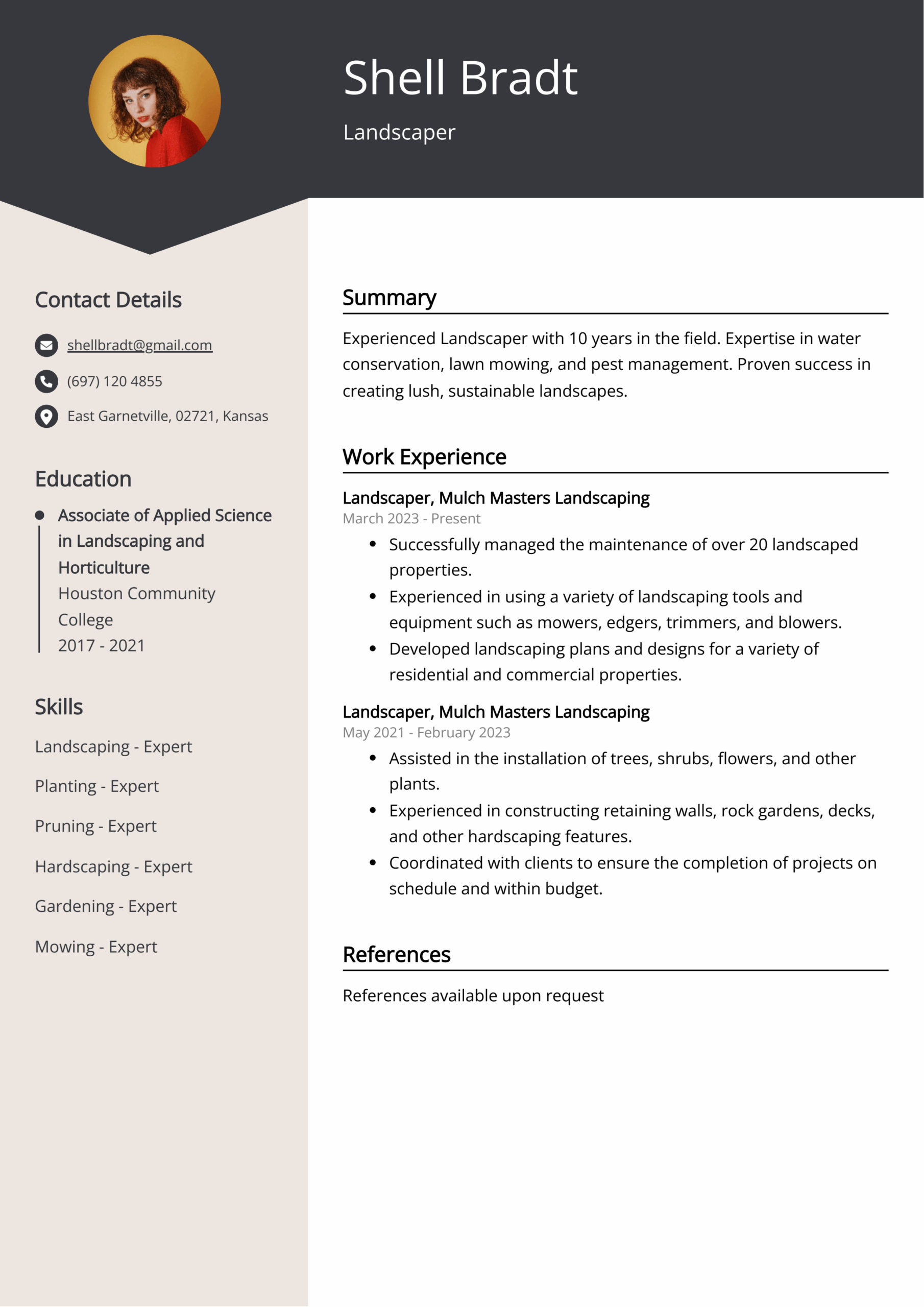 Landscaper CV Job Description Sample Guide