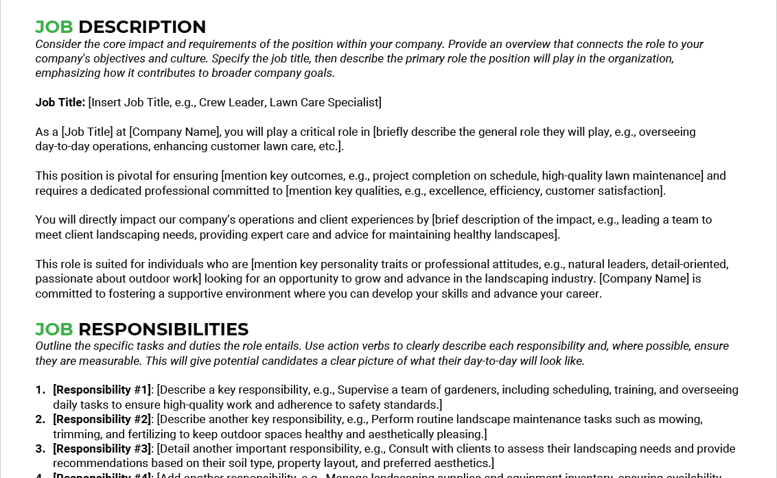 Landscaper Job Description Template Free PDF Download Aspire