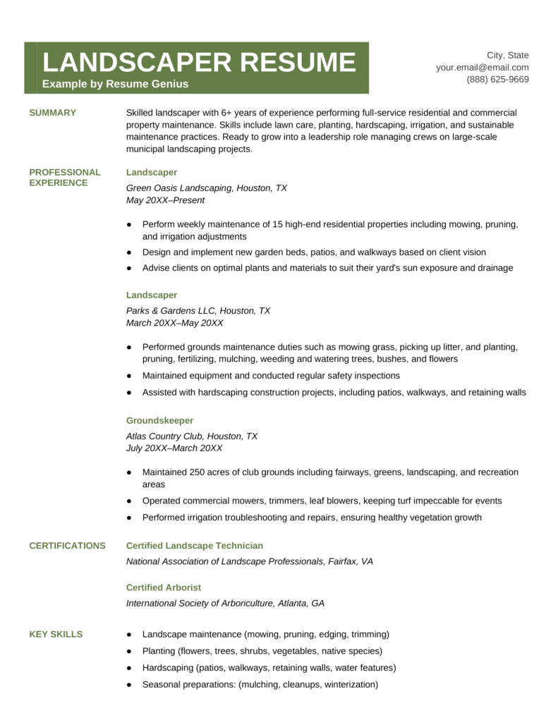 Landscaper Resume Professional Writing Tips