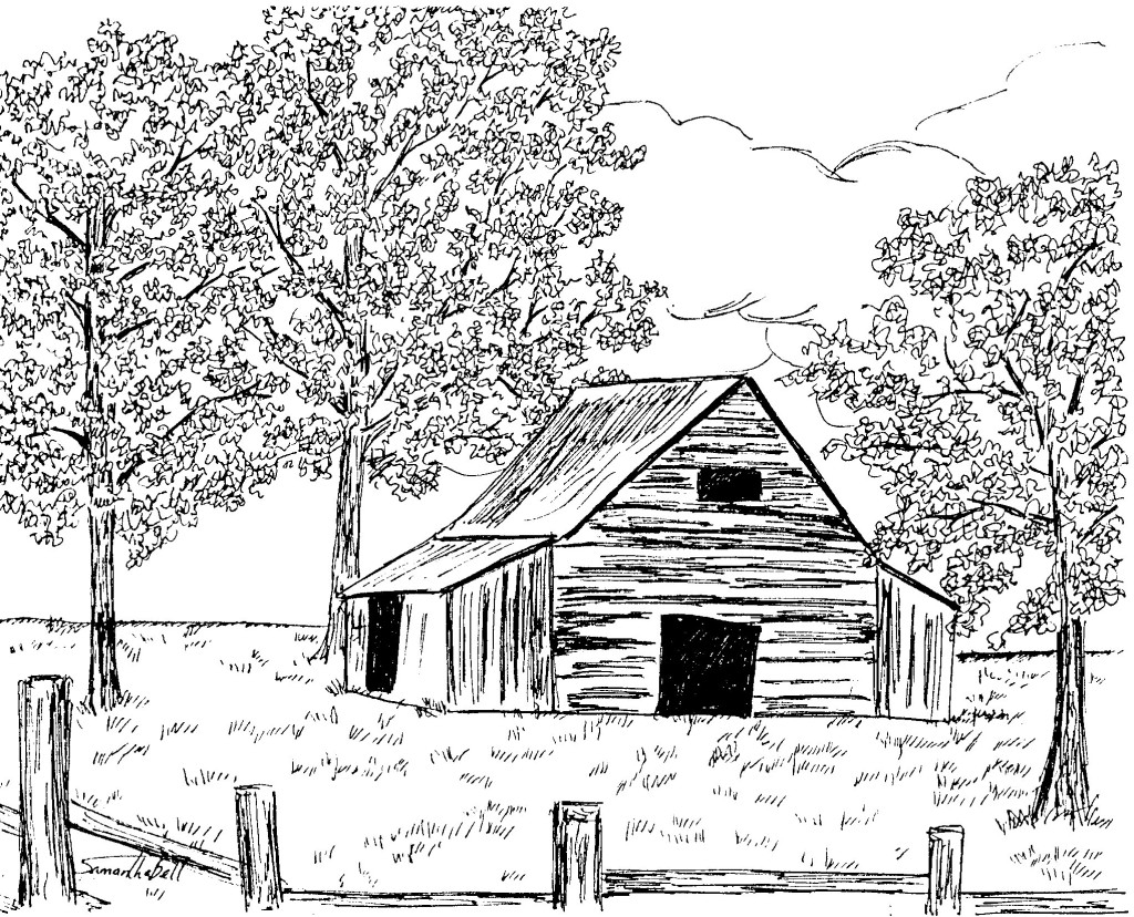 pen and ink landscape drawings