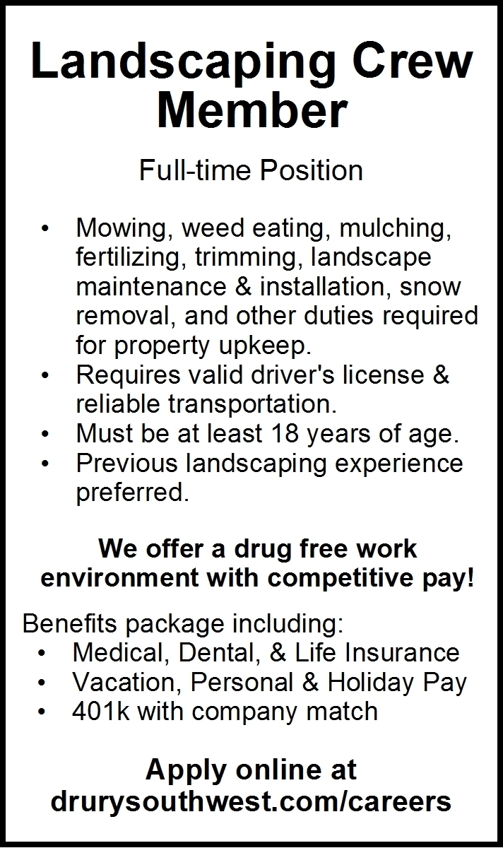 Landscaping Crew Member Drury Southwest Cape Girardeau MO