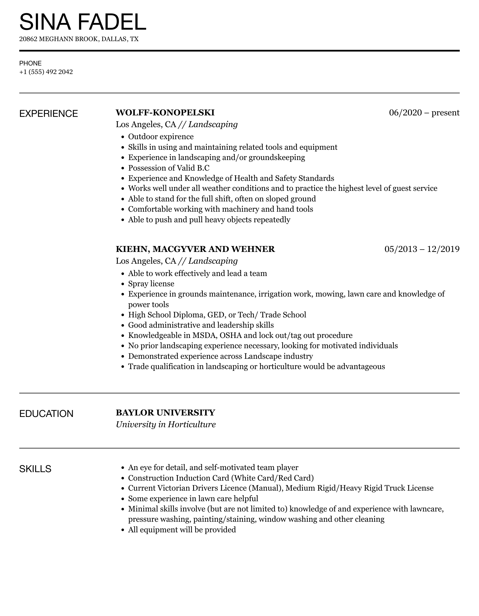 landscaping position description