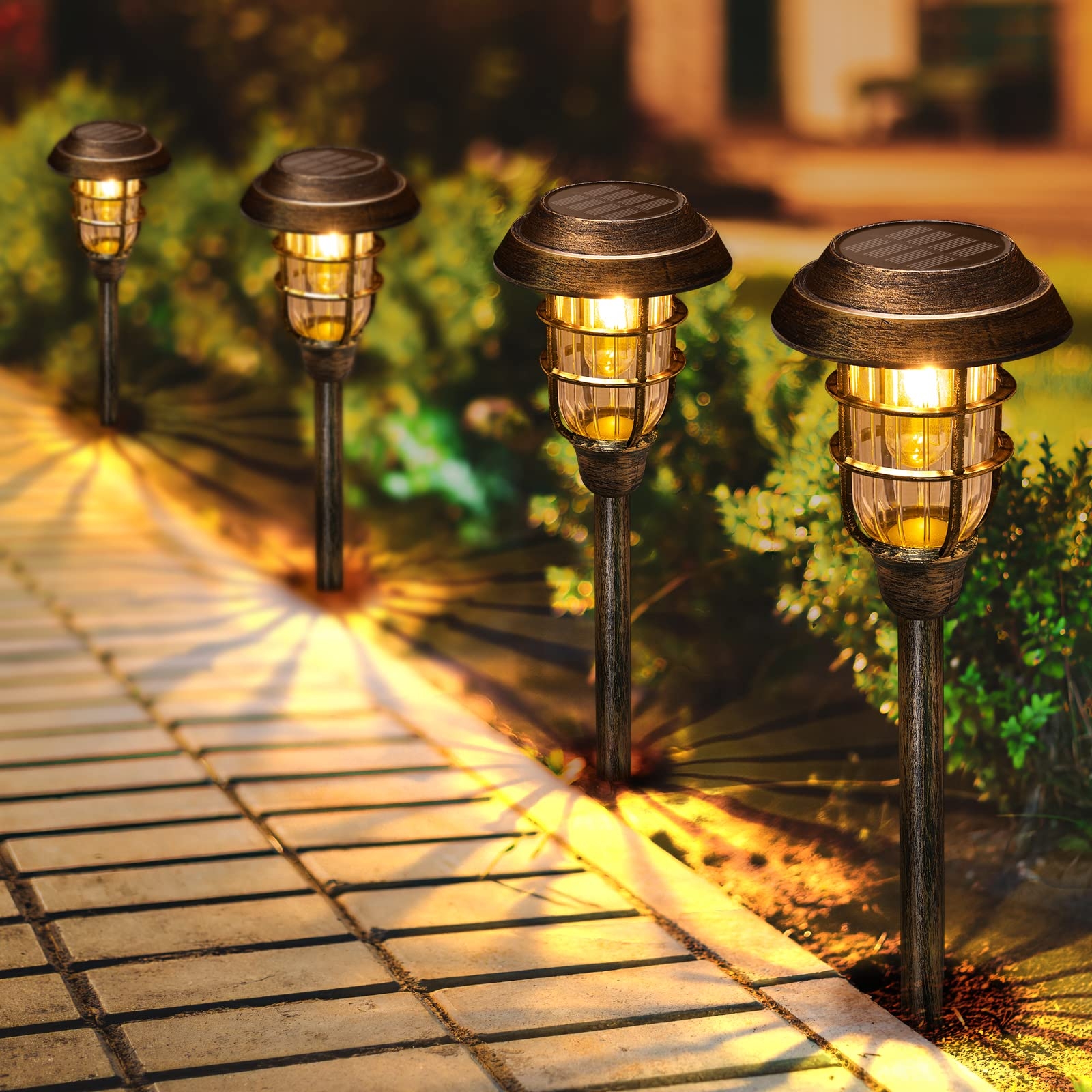LETMY Solar Outdoor Lights 8 Pack Bright Solar Pathway Lights Outdoor Waterproof Up To 12 Hrs