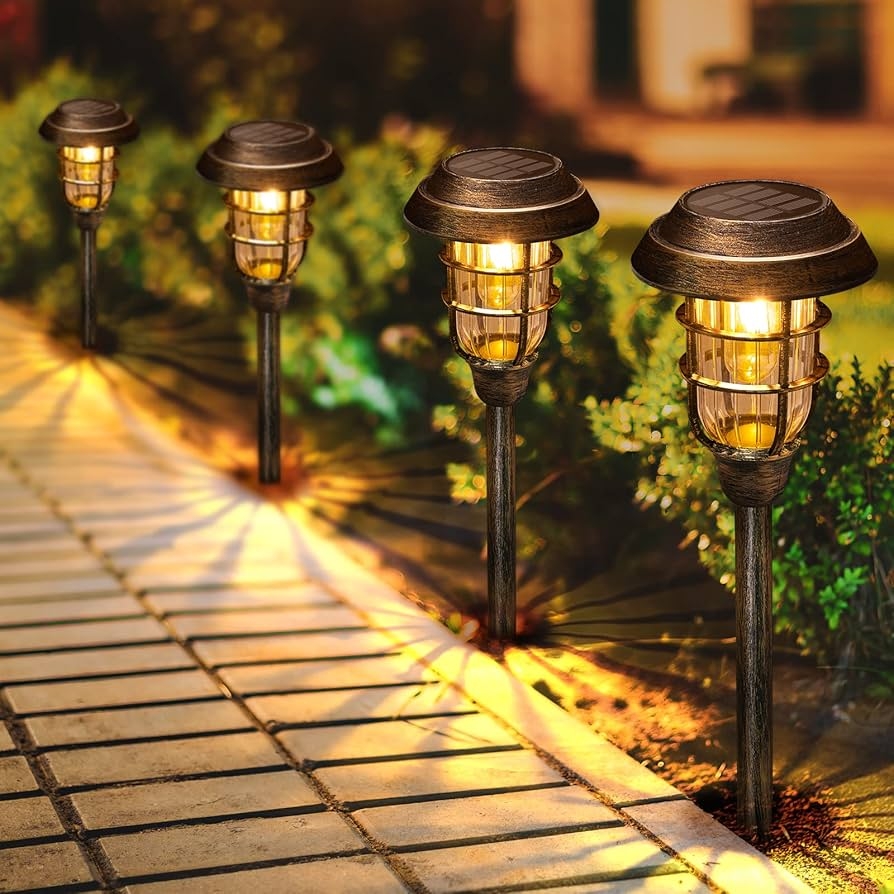 LETMY Solar Outdoor Lights 8 Pack Bright Solar Pathway Lights Outdoor Waterproof Up To 12 Hrs