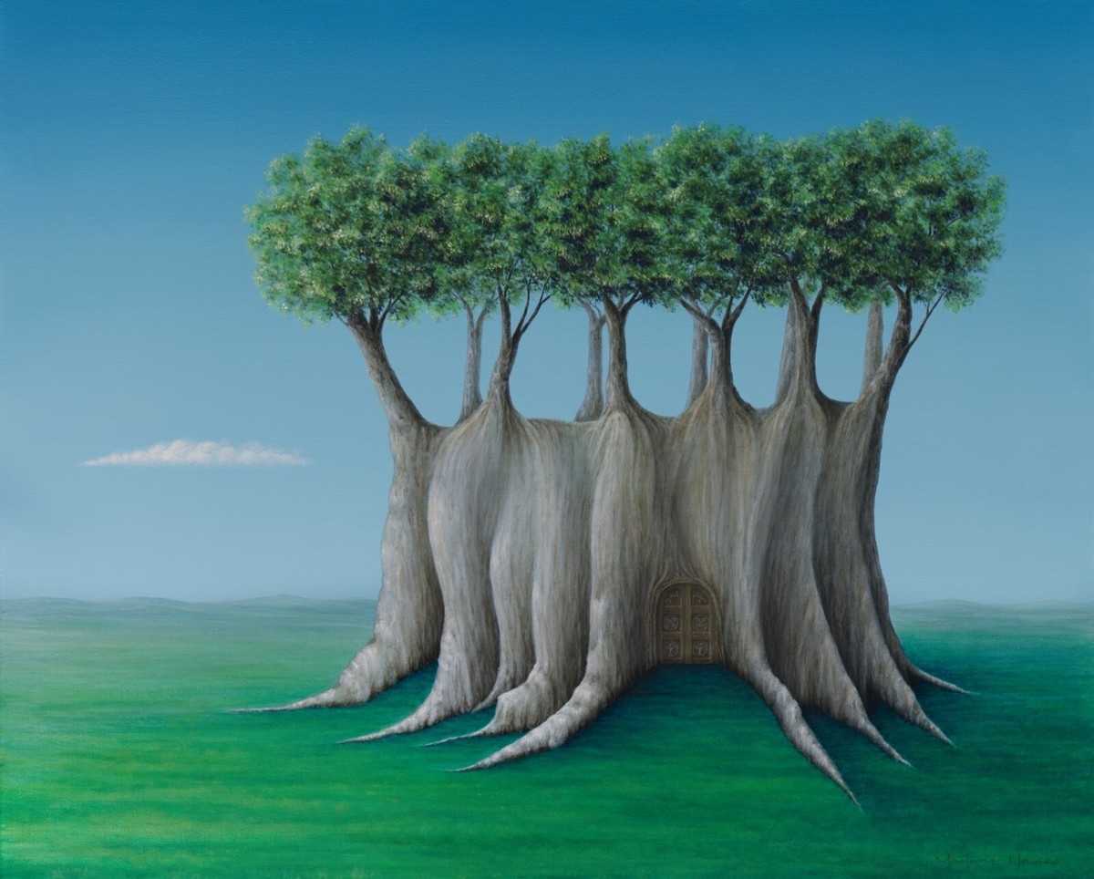 MARLENE LL Surrealist Art Original Oil Painting Landscape Trees Fantasy Castle EBay