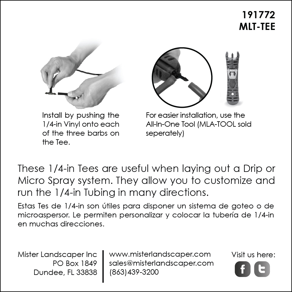 Mister Landscaper Drip Irrigation And Micro Spray Drip Irrigation And Micro Spray 1 4 in Vinyl Tee Fittings