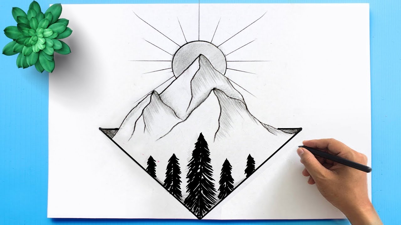 Mountain Landscape Drawing How To Draw Abstract Landscape Easy Pencil Drawing Landscape Drawing YouTube