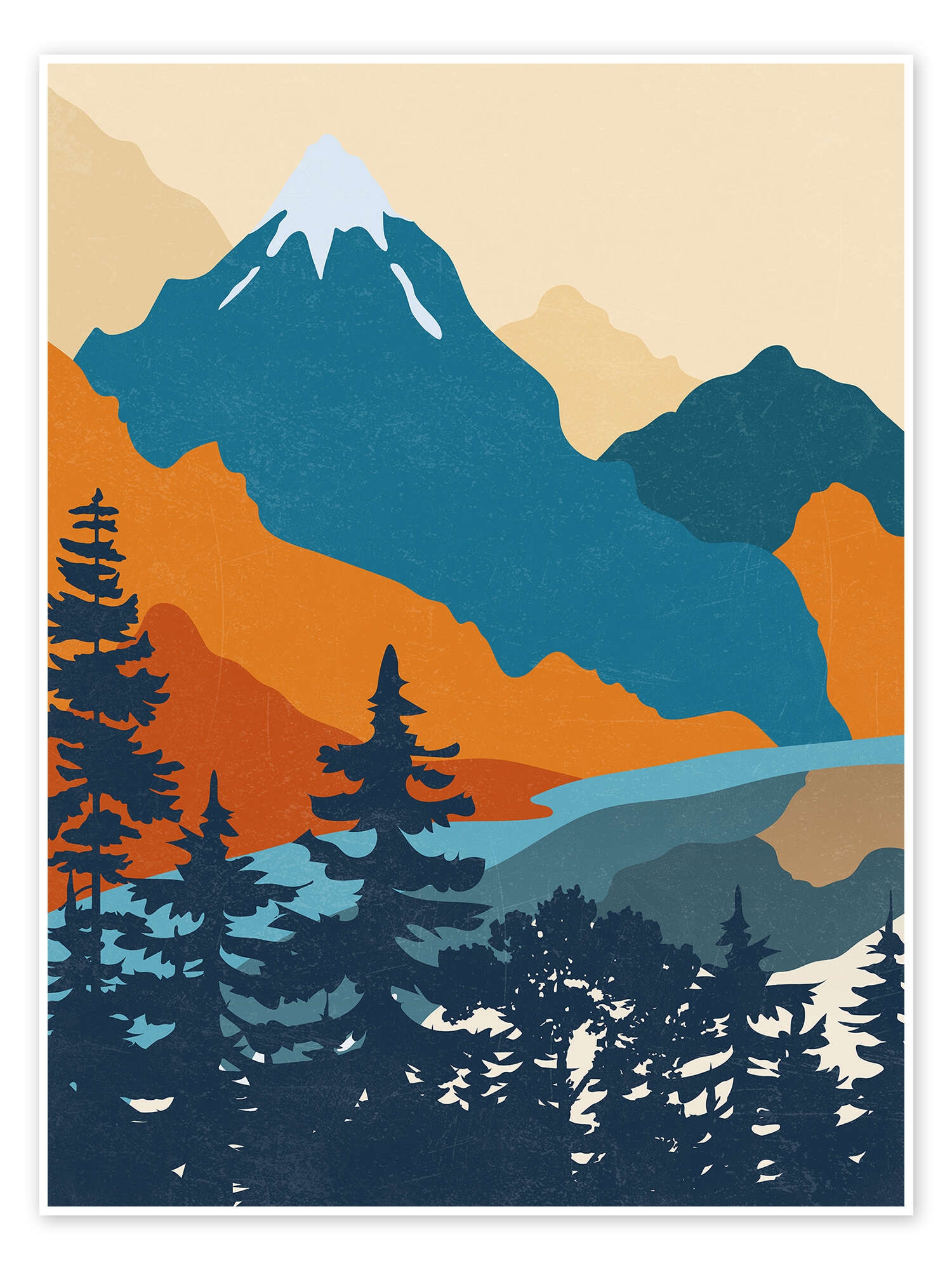 Mountain Landscape With Lake And Trees Print By TAlex Posterlounge
