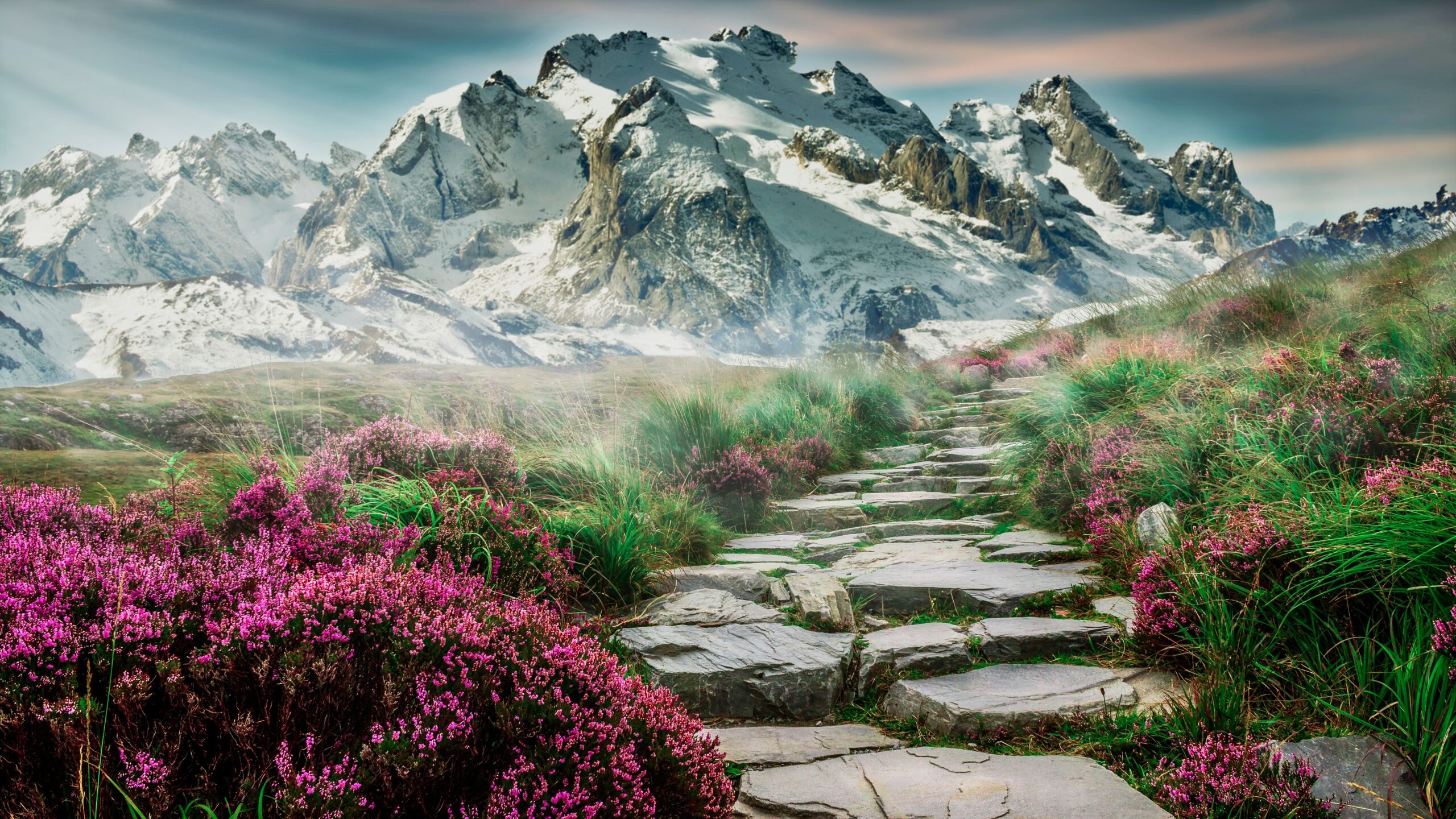 Mountains Wallpaper 4K Path Hill Spring Aesthetic