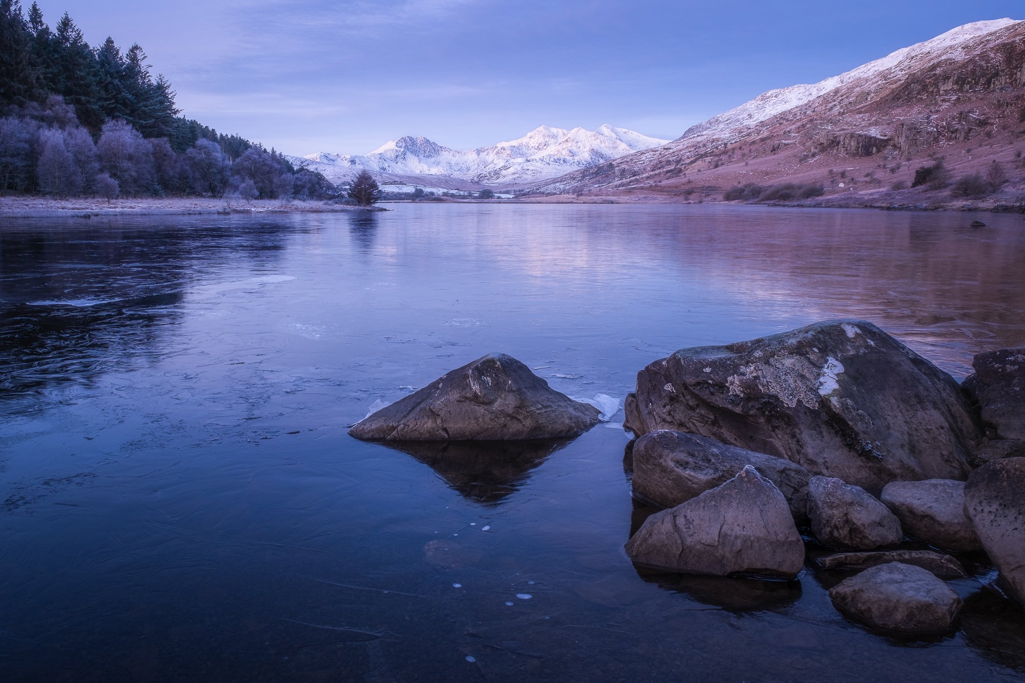landscape photographs taken during the blue hour