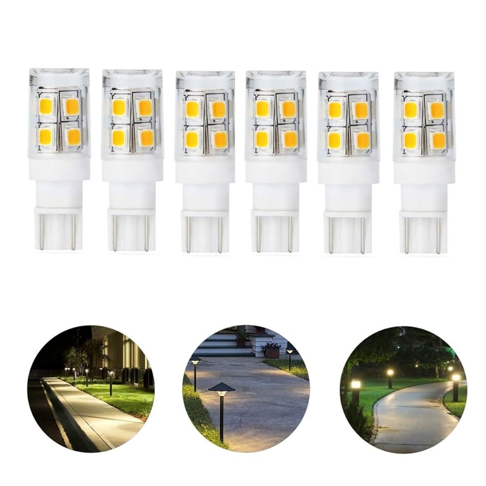 Neanete Low Voltage Landscape Replacement LED Light Bulb 12V T5 T10 Wedge Base 25W Equivalent 1 5W 240lm For Garden Path Deck Walkway Lawn Light Warm White 3000K Pack Of 6 Amazon