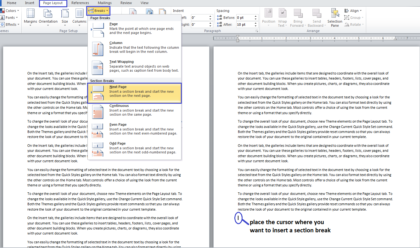 Orientation How Do I Insert Two Landscape Pages In To A Portrait Word 2010 Document But Maintain Sequential Page Numbering Super User