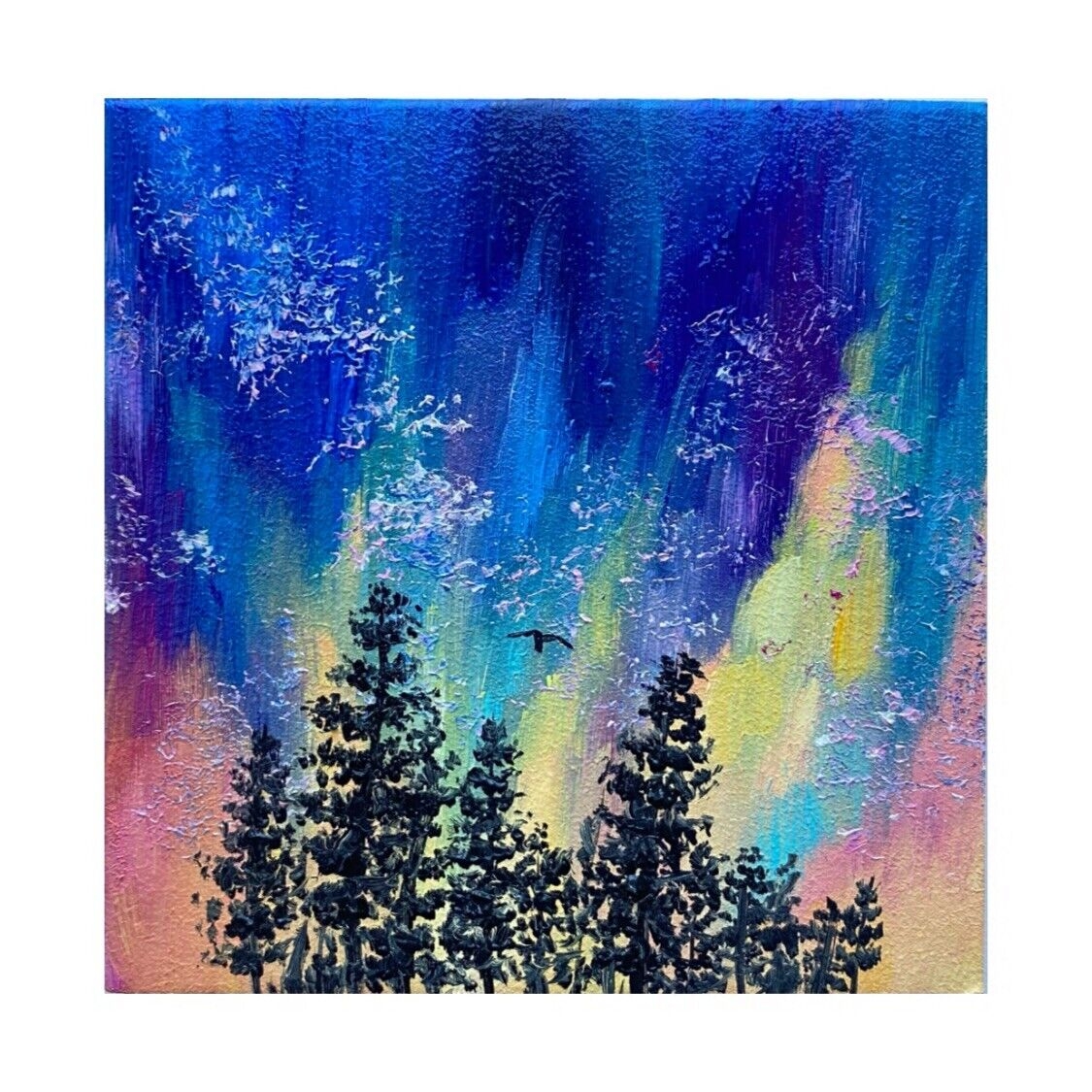 Original Oil Painting Northern Lights Art Night Sky Painting Aurora Borealis Art EBay