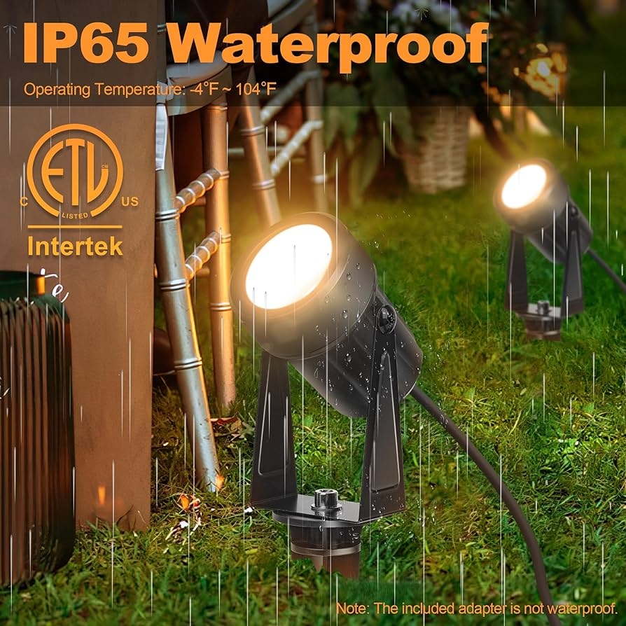 Outdoor Landscape Lighting Low Voltage 65 6FT Wired LED Spot Light With Plug in Transformer IP65 Waterproof Outside Uplight 18W 1800LM For Yard Garden Tree Pathway House Warm White 3000K Pack Of 6 