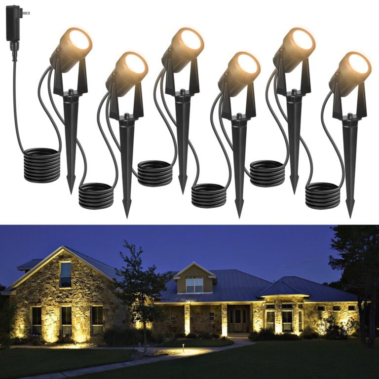 Outdoor Landscape Lighting Low Voltage 65 6FT Wired LED Spot Light With Plug in Transformer IP65 Waterproof Outside Uplight 18W 1800LM For Yard Garden Tree Pathway House Warm White 3000K Pack Of 6 