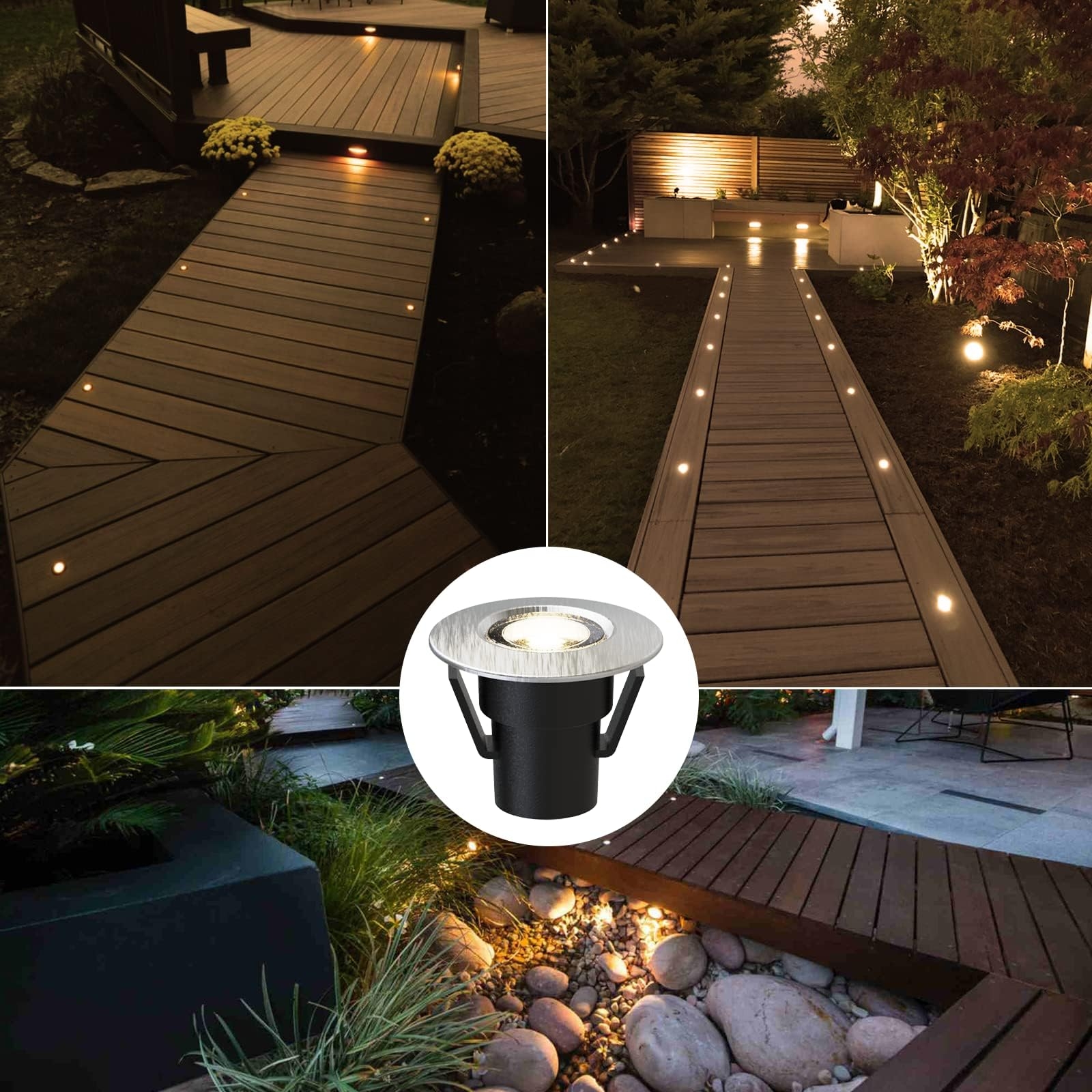 Outdoor Low Voltage Deck Lights LED Landscape Lighting Kit 0 6W 7 Lumen 3200K Warm White 12V In Ground Light Wired For Steps Stair Patio Floor Garden 6PK Amazon