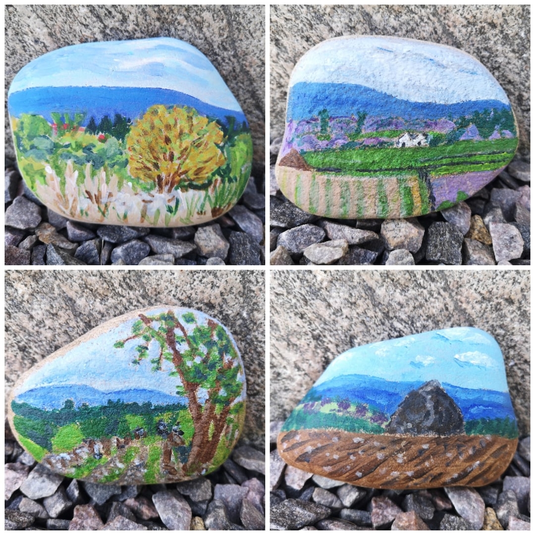Painted Stones Painted Stones Scenes Of Northern Scotland Painted Rocks Painted Stone Scenes Etsy
