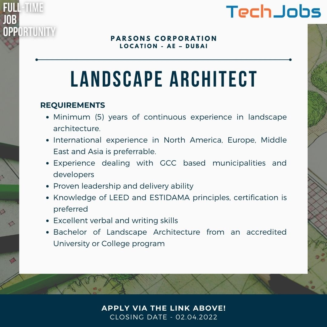 Parsons Corporation Landscape Architect TechJobs
