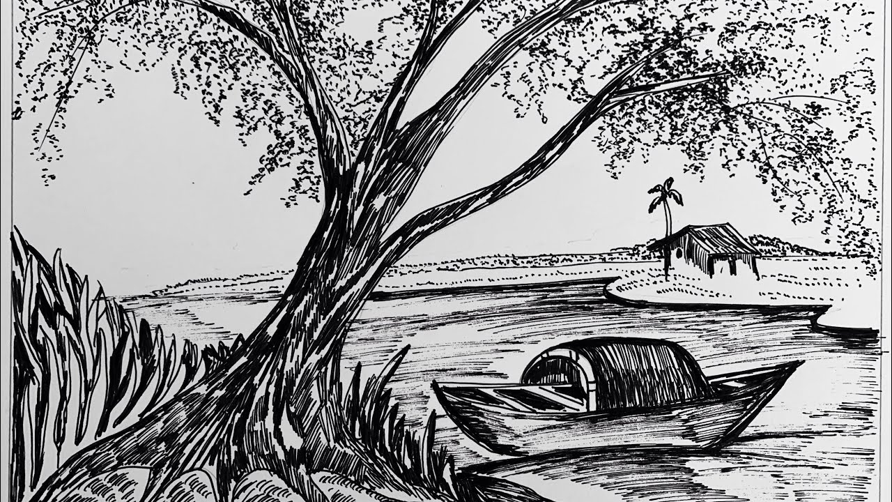 pen and ink drawings of landscapes