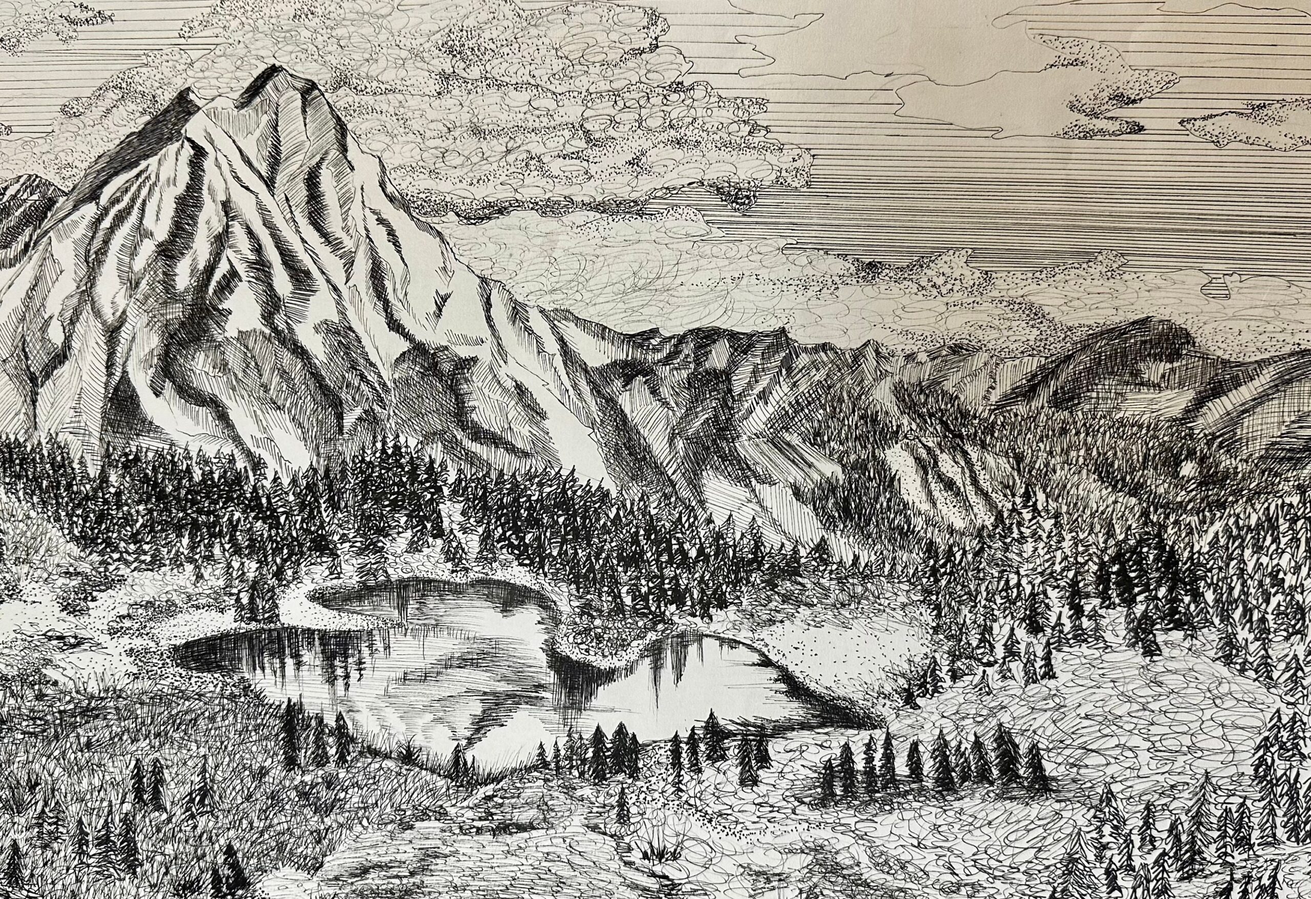 Pen And Ink Landscape Etsy