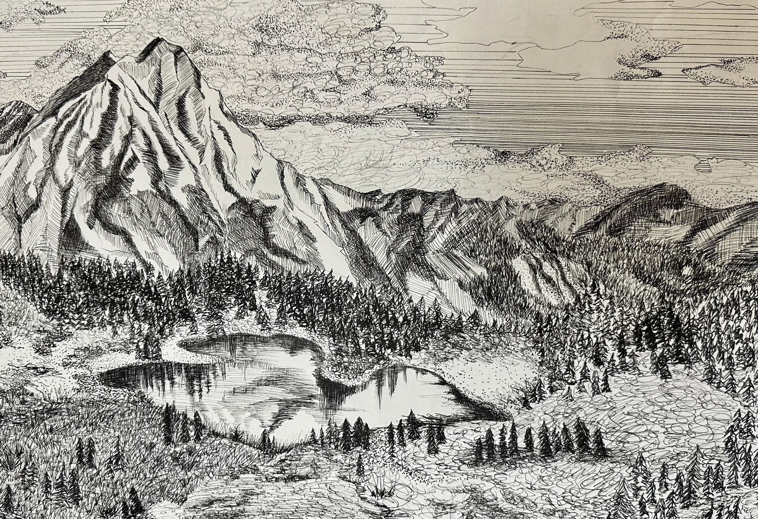 Pen And Ink Landscape Etsy