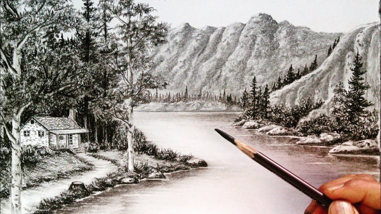 Pencil Drawing Landscape Nature Scenery Easy Ways YouTube