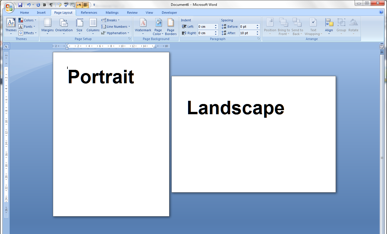 how to add landscape page in word