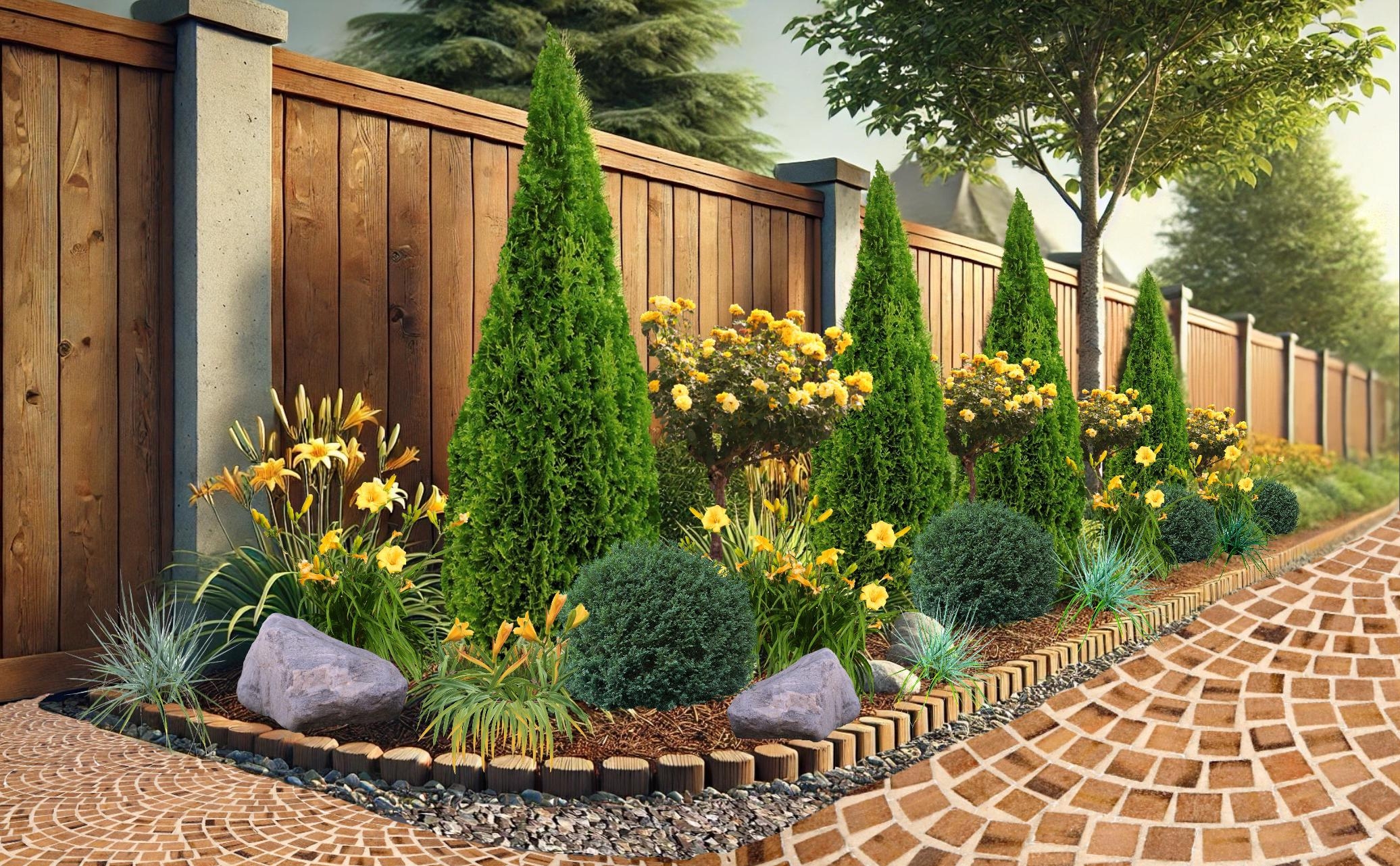 Premade Landscape Design Landscape Fence Design Zone 4 7 Arborvitae Fence Garden Hydrangea Fence Garden Bed Privacy Fence Design Etsy