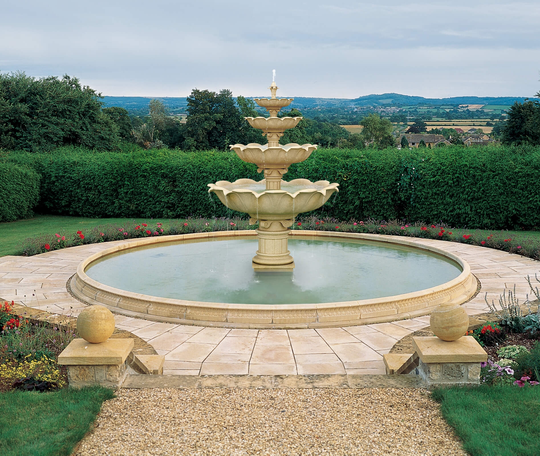 Quadruple Lotus Bowl Fountain Haddonstone USA Quadruple Lotus Bowl Fountain Haddonstone USA