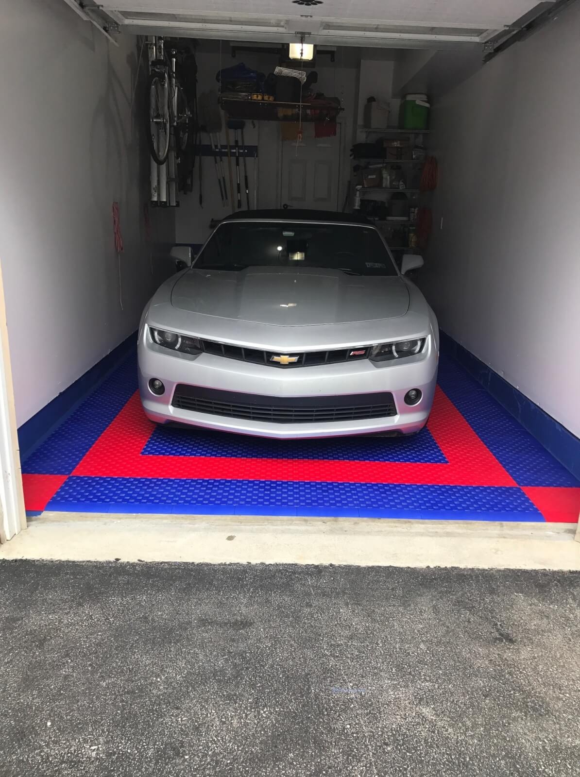 garage tiles fabric landscape installation