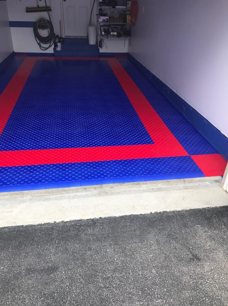 Red Blue HD Diamond Interlocking Garage Floor Tiles