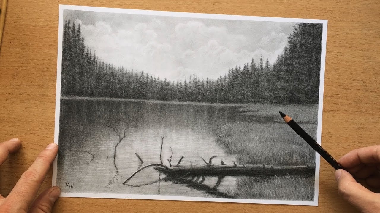 charcoal drawing landscape